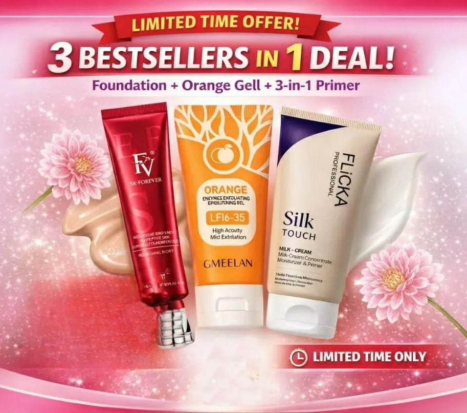 3 in 1 Makeup Deal Foundation Orange Gell Primer 3 in 1 Makeup Deal Foundation Orange Gell Primer