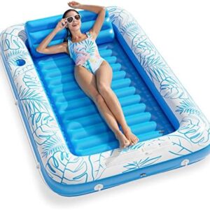 Inflatable Tanning Pool Lounger Float - Jasonwell 4 in 1 Sun Tan Tub Sunbathing Pool Lounge Raft Floatie Toys Water Filled Tanning Bed Mat Pad for Adult Blow Up Kiddie Pool Kids Ball Pit Pool (L) : Toys & Games